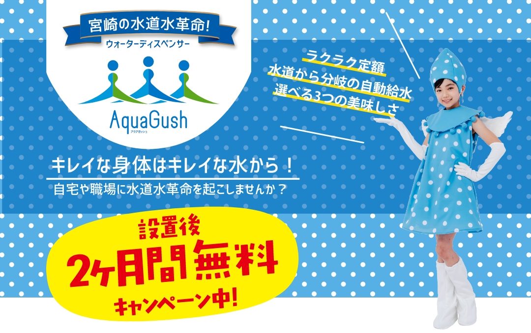 宮崎の水道水革命！ウォーターディスペンサー AquaGush
